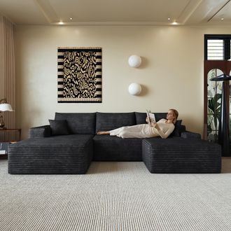 STILVORA Sof&aacute; Modular Sin Hueso De 270 Cm, Con Chaise Longue En Forma De L, Sof&aacute; Modular Moderno, Con Asiento Profundo, Sin Necesidad De Montaje, Sof&aacute;s De Comp