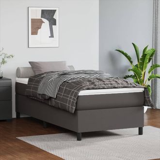 vidaXL Vidaxl - Estructura De Cama Sin Colch&oacute;n Cuero Sint&eacute;tico Gris 100x200 Cm