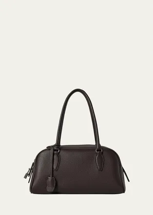 The Row India East-West Leather Bowling Shoulder Bag