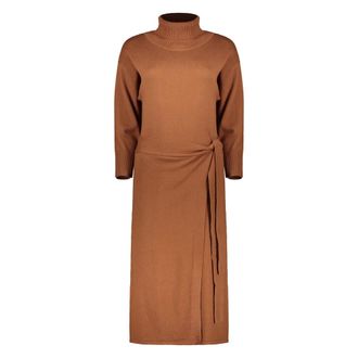 Yves Salomon Elegante vestido midi con cuello alto refinado - Dresses - Mujer - Marr&oacute;n - M