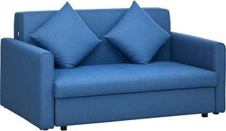 HOMCOM Convertible 2 Seater Sofa Bed with 2 Cushions Storage for Living Room Blue - Homcom