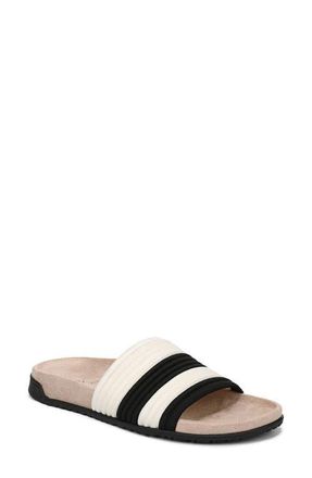 Vionic Evie Slide Sandal in Black/Ivory at Nordstrom, Size 7.5