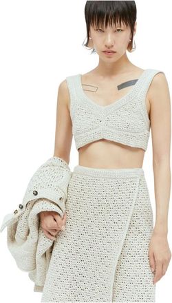 Bottega Veneta Top corto de punto texturizado - Knitwear - Mujer - Beige - XS