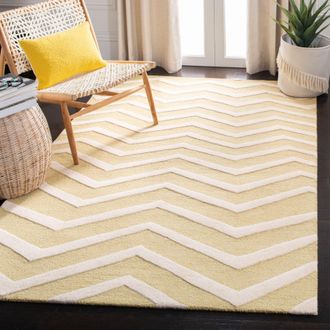 Safavieh Cambridge Hand Made Area Rug, Light Gold / Ivory Contemporary Style Non-Shedding