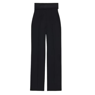Alexander McQueen High-waisted Tailored Broeken - Dames - Wijde Broeken - Zwart - S - Wol - Broeken