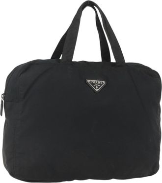 Prada Vintage Handbag Tessuto Black Nylon Handbag (Pre-Owned)