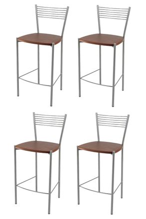 Tommychairs Tommychairs 4 Taburetes Elegance En Acero Aluminio Asiento Madera Cerezo