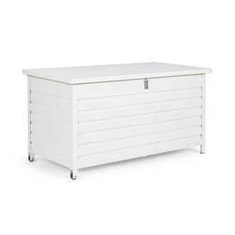 Konte Design Ba&uacute;l de jard&iacute;n de aluminio blanco, con ruedas