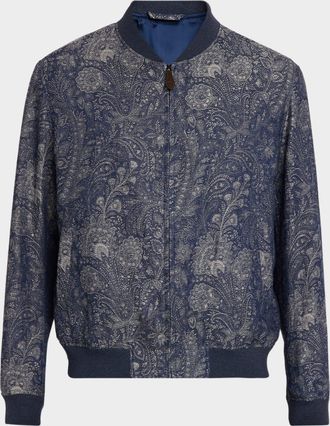 Etro Men & apos;s Paisely Jacquard Bomber Jacket
