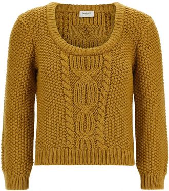 Saint Laurent Truien - Dames - Ronde hals truien - Geel - L - Truien & Vesten