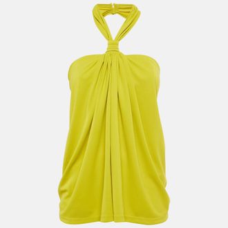 Ronny Kobo Ronny Kobo Olive Green Jersey Halterneck Ruched Top