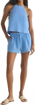 Bella Dahl Pull-On Dolphin Short With Tie In Riviera Blue
