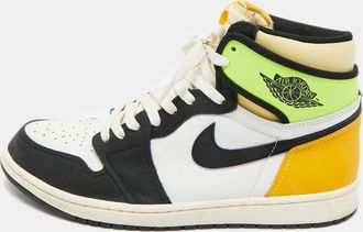 Air Jordan s Multicolor Leather Jordan 1 Retro High White Black Volt University Gold Sneakers