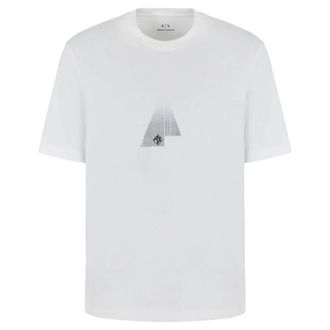 A|X Armani Exchange Mens White Graphic Print Cotton T-Shirt, Size Large