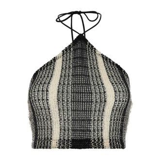 Missoni Sleeveless Tops, female, Black, Size: S Top in cotton blend with halterneck