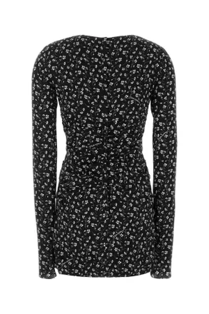 Dolce & Gabbana Floral-Print Silk Dress - Black