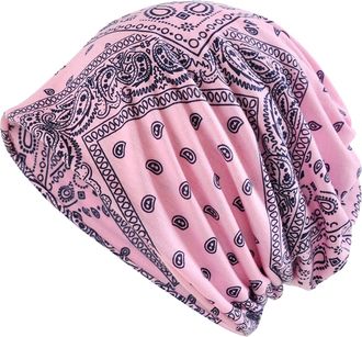 Generic Beanie Chemo Hats Womens Summer Turban Beanie Super Soft Slouchy Headgear Kop Wraps Beanie Hat Cap for Hair Loss, Cancer, Chemo, pink, One Size