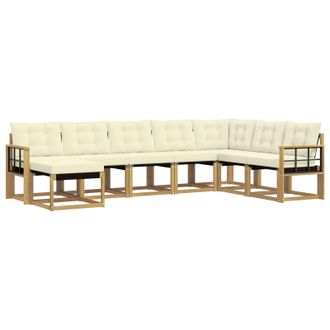 vidaXL Conjunto De Sof&aacute;s De Exterior Con Coj&iacute;n 8 Pcs Blanco Y Crema Vidaxl