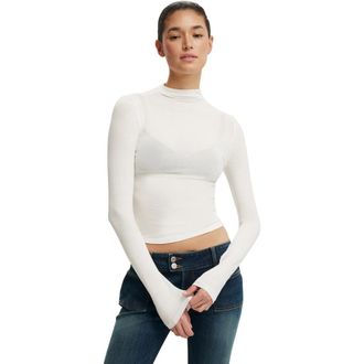 Cotton On Womens Base Layer Mock Neck Long Sleeve in Vintage White at Nordstrom, Size X-Large
