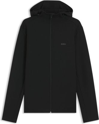 BOSS Reflective-detail zip-up hoodie with odour control