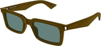 Saint Laurent Zonnebril met Hoekige Vorm - unisex - Accessoires - Bruin - Maat: 52 MM Nylon