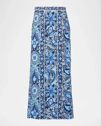 Lilly Pulitzer Sanders Paisley Stretch-Cotton Maxi Skirt