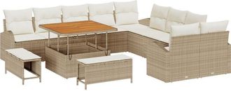vidaXL Garden Sofa Set with Cushion 13 pcs Beige Poly rattan Vidaxl