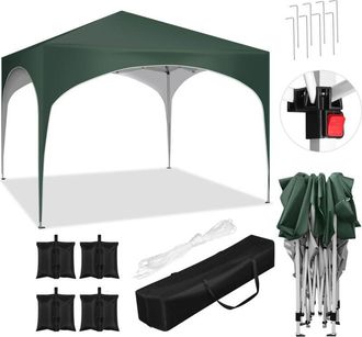 Woltu Cenador De Jard&iacute;n 3x3m Verde +set 4 Sacos De Arena - Woltu