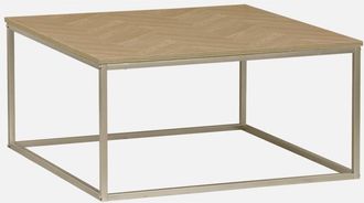 Sweeek Sweeek - Mesa De Centro De Efecto Madera Con Dibujo De Espiga, Budapest, Natural, 80x80x40 Cm