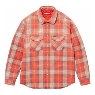 SUPREME Quilted Flannel Snap Shirt Orange Yellow SUP-SS24-034