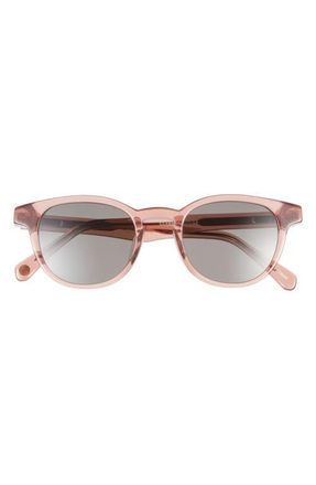 Eyebobs Clearly 46mm Round Polarized Sunglasses in Rose Crystal /Polarized Grey at Nordstrom
