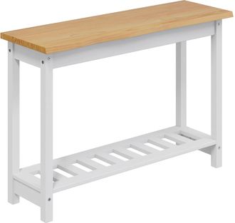 vidaXL Mesa Consola Ekai Blanco 112 X 35 X 76 Cm Madera De Pino Maciza Vidaxl
