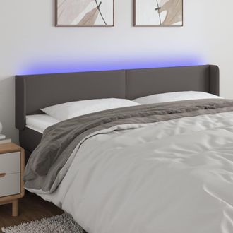 vidaXL Cabecero Con Led Cuero Sint&eacute;tico Gris 203x16x78/88 Cm Vidaxl