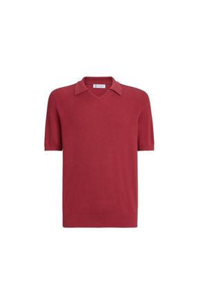 Brunello Cucinelli Cotton English rib knit polo in Red at Nordstrom, Size 50 It
