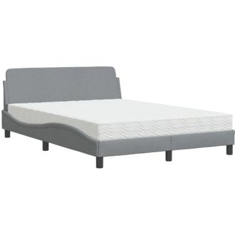 vidaXL Cama Con Colch&oacute;n Tela Gris Claro 140x200 Cm Vidaxl