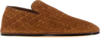 Bottega Veneta Mens Caramel Suede Palazzo Loafers Brown Slippers Flat Shoes