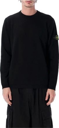Stone Island Round-neck Knitwear, male, Black, L, Cotton Knit Jumper