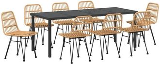 vidaXL vidaXL Garden Dining Set 9 pcs Brown Poly rattan