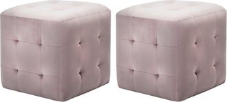 vidaXL Pouf 2 Pz Rosa 30x30x30 Cm In Velluto - Vidaxl