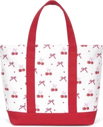 Generic Small Tote Bags for Women Floral Canvas Tote Handbag Cute Coquette Top Handle Purse for Everyday (Red)