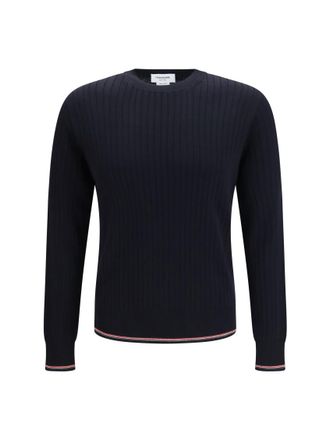 Thom Browne Navy Blue Crew Neck Sweater