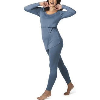 Kindred Bravely Jane Nursing Pajama Set in Slate Blue at Nordstrom, Size Medium