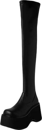 Generic Womens Leather Pointed Toe Hollow Out Slip On Fashion Long Shoes