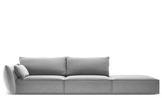 BLOOMINGLOFT 4-Sitzer Designsofa Vanda mit Ottomane rechts - Samtbezug