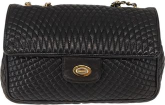 Bally Vintage Chain Quilted Leather Leather Shoulder Bag Bag (Pre-Owned)