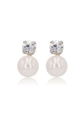 Brides & Hairpins Womens Phoebe Crystal And Pearl Bridal Earrings In Silver