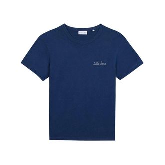 Maison Labiche T-Shirts, male, Blue, Size: XL Embroidered-detail Cotton T-shirt
