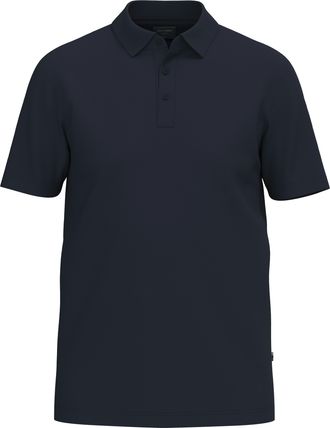 Olymp Poloshirt OLYMP, Herren, Gr. XXL, marine, Web, Obermaterial: 95% Leinen, 5% Elasthan, unifarben, regular fit h&uuml;ftbedeckend, Rundhals, abgesteppte Kant