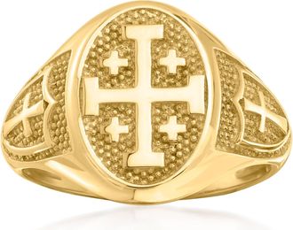 Ross-Simons 14kt Yellow Gold Multi-Cross Signet Ring