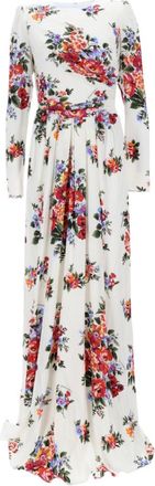 Dolce & Gabbana White Floral Round Neck Maxi Dress
